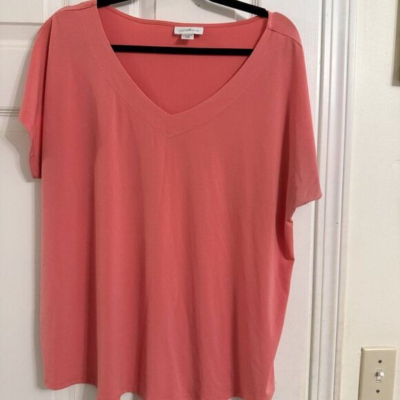 Jocelyn Smith Collection Peach V-neck Blouse Top XL - Picture 1 of 4